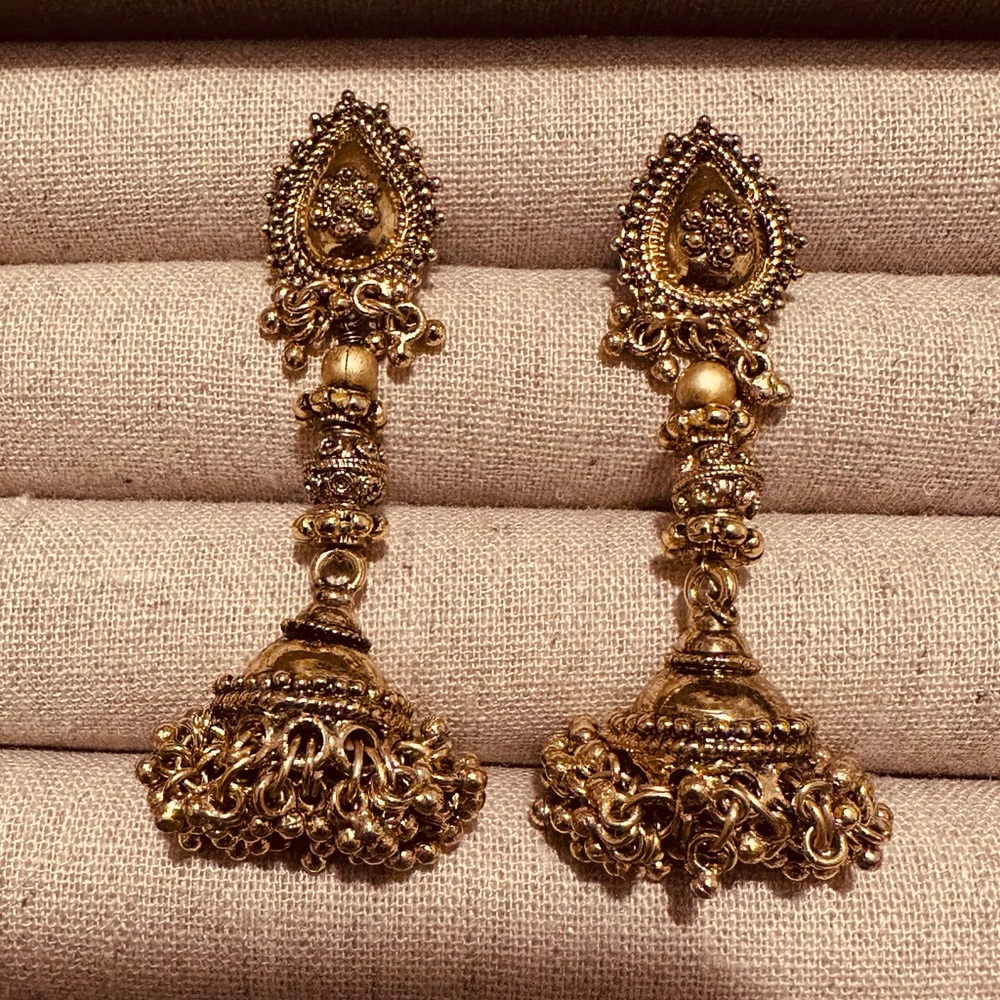The Museum Company | Earrings | Indian Inspired Brass Earrings in Gold - Picture 4 of 5